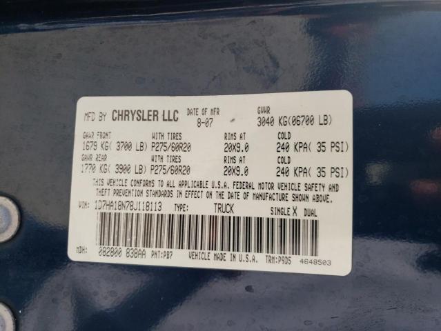 Photo 10 from auction – 2008 DODGE RAM 1500 S with VIN 1D7HA18N78J118113