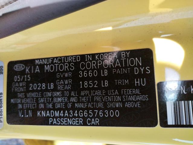 Photo 10 from auction – 2016 KIA RIO LX with VIN KNADM4A34G6576300