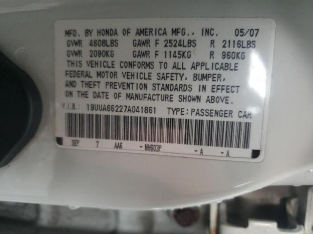 Photo 10 from auction – 2007 ACURA TL with VIN 19UUA66227A041861