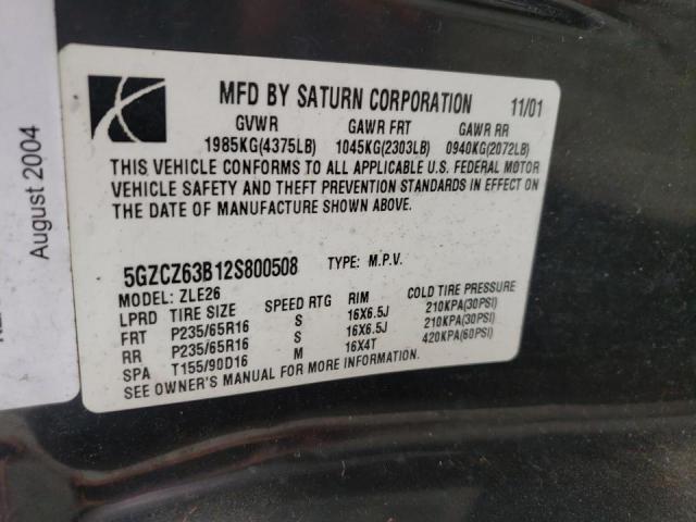 Photo 10 from auction – 2002 SATURN VUE with VIN 5GZCZ63B12S800508