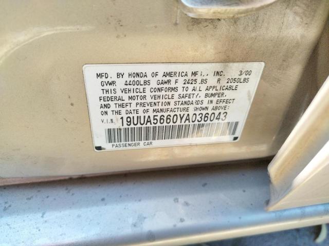 Photo 10 from auction – 2000 ACURA 3.2TL with VIN 19UUA5660YA036043