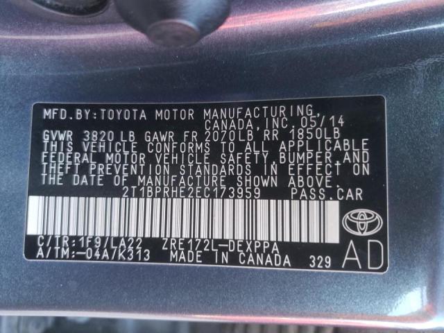 Photo 10 from auction – 2014 TOYOTA COROLLA EC with VIN 2T1BPRHE2EC173959