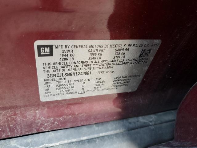 Photo 10 from auction – 2017 CHEVROLET TRAX 1LT with VIN 3GNCJLSB9HL243001