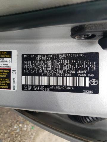 Photo 10 from auction – 2009 TOYOTA CAMRY BASE with VIN 4T1BE46K19U311688