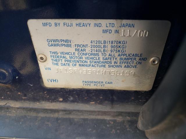 Photo 10 from auction – 2001 SUBARU FORESTER L with VIN JF1SF63591H756159
