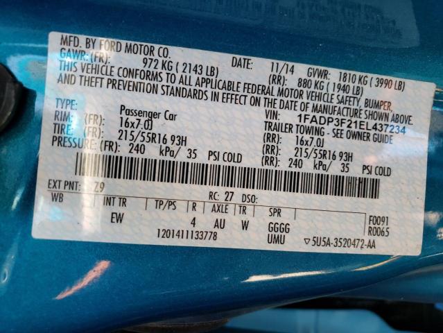 Photo 10 from auction – 2014 FORD FOCUS SE with VIN 1FADP3F21EL437234