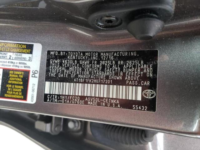 Photo 10 from auction – 2017 TOYOTA CAMRY LE with VIN 4T1BF1FK2HU717201