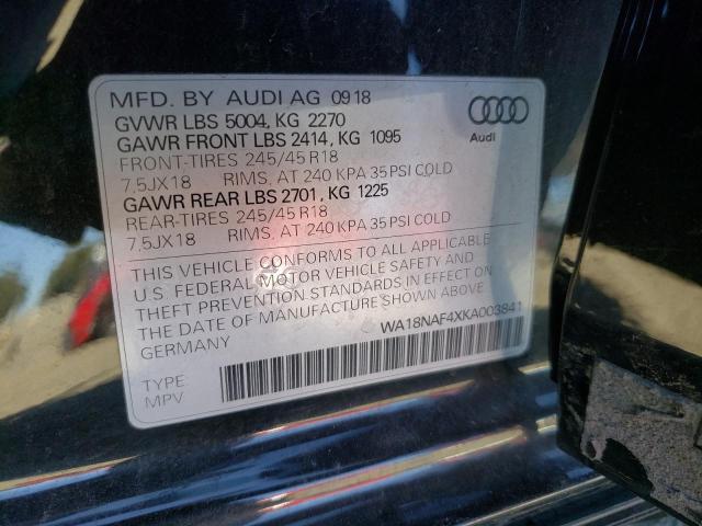 Photo 10 from auction – 2019 AUDI A4 ALLROAD with VIN WA18NAF4XKA003841