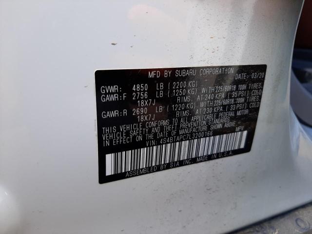 Photo 10 from auction – 2020 SUBARU OUTBACK TO with VIN 4S4BTAPC7L3200166
