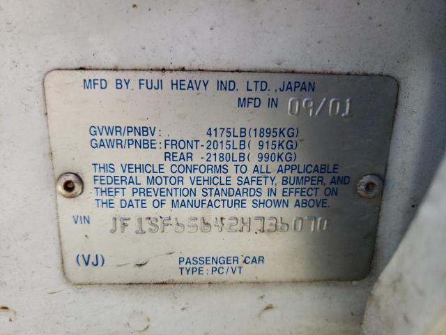 Photo 10 from auction – 2002 SUBARU FORESTER S with VIN JF1SF65642H736070