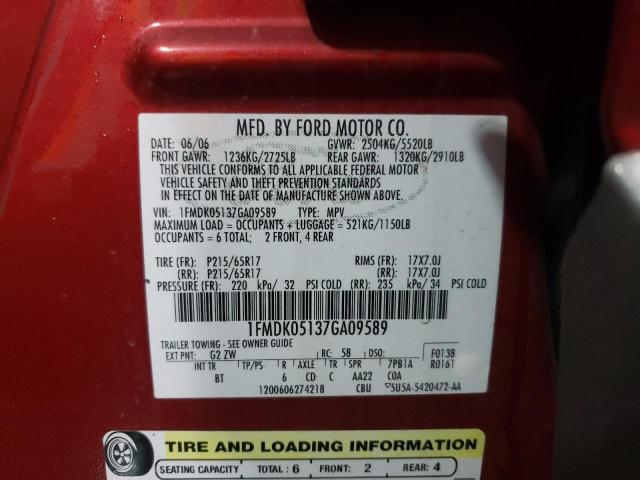 Photo 10 from auction – 2007 FORD FREESTYLE with VIN 1FMDK05137GA09589