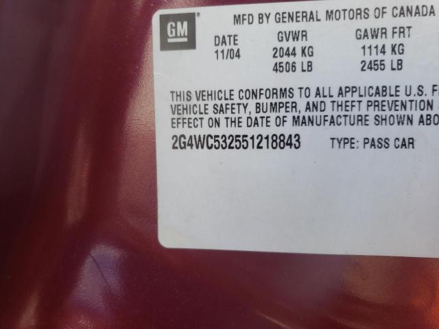 Photo 10 from auction – 2005 BUICK LACROSSE with VIN 2G4WC532551218843