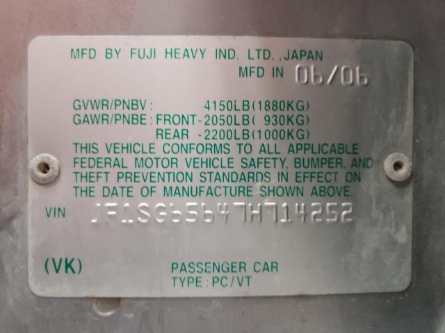 Photo 10 from auction – 2007 SUBARU FORESTER 2 with VIN JF1SG65647H714252