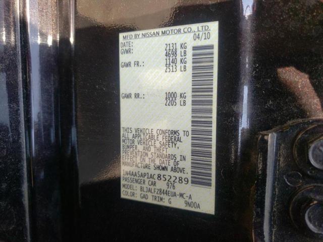 Photo 10 from auction – 2010 NISSAN MAXIMA S with VIN 1N4AA5AP1AC852289