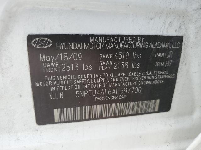 Photo 10 from auction – 2010 HYUNDAI SONATA SE with VIN 5NPEU4AF6AH597700
