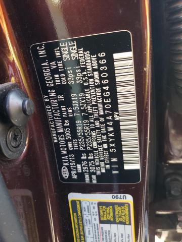 Photo 10 from auction – 2014 KIA SORENTO SX with VIN 5XYKW4A70EG460366