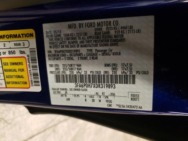 Photo 10 from auction – 2013 FORD FUSION SE with VIN 3FA6P0H7XDR319893