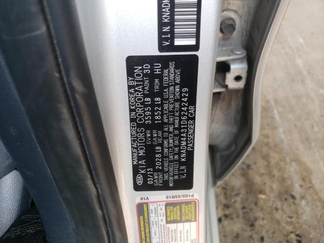 Photo 10 from auction – 2013 KIA RIO LX with VIN KNADM4A31D6242429