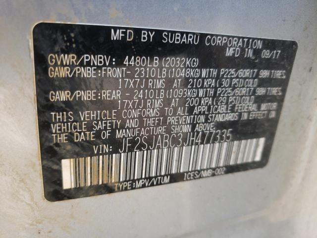 Photo 10 from auction – 2018 SUBARU FORESTER 2 with VIN JF2SJABC3JH477335
