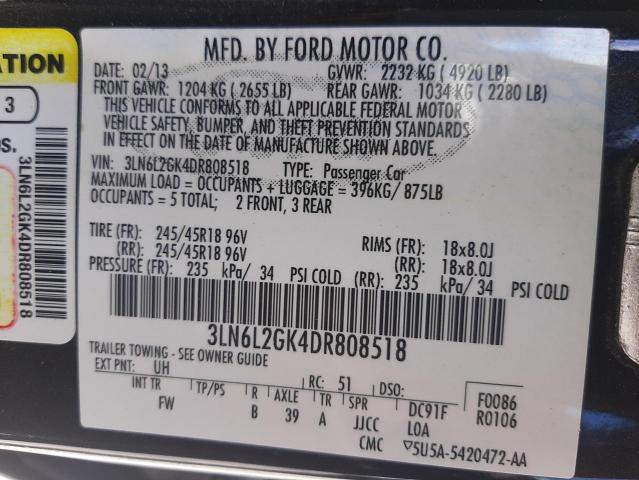 Photo 10 from auction – 2013 LINCOLN MKZ with VIN 3LN6L2GK4DR808518