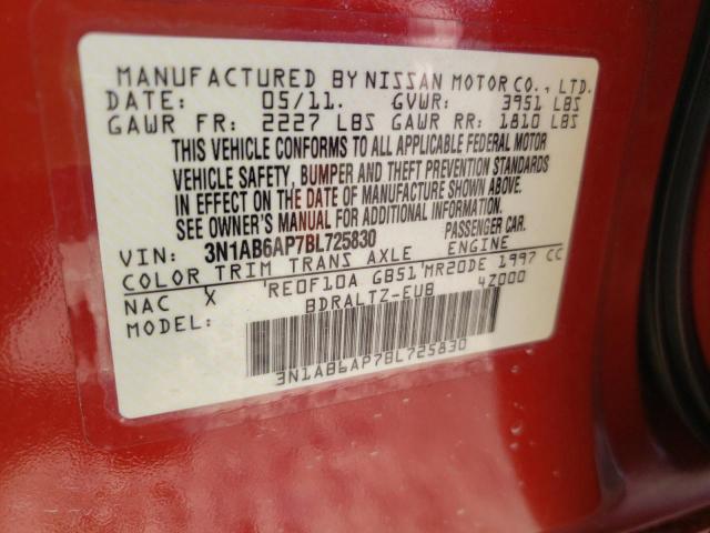 Photo 10 from auction – 2011 NISSAN SENTRA 2.0 with VIN 3N1AB6AP7BL725830