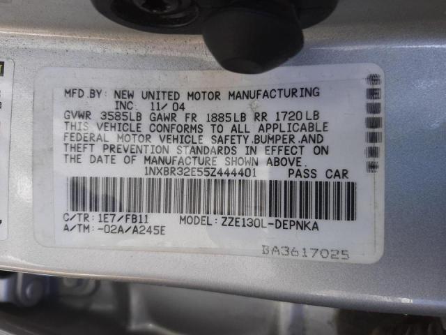 Photo 10 from auction – 2005 TOYOTA COROLLA CE with VIN 1NXBR32E55Z444401