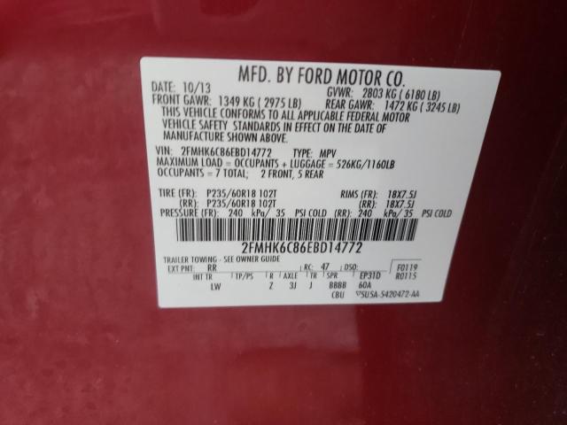 Photo 10 from auction – 2014 FORD FLEX SEL with VIN 2FMHK6C86EBD14772