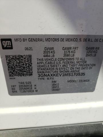 Photo 10 from auction – 2021 CHEVROLET EQUINOX LT with VIN 3GNAXKEV1MS170535