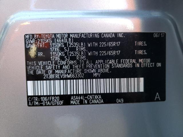 Photo 10 from auction – 2017 TOYOTA RAV4 LE with VIN 2T3BFREV9HW663302