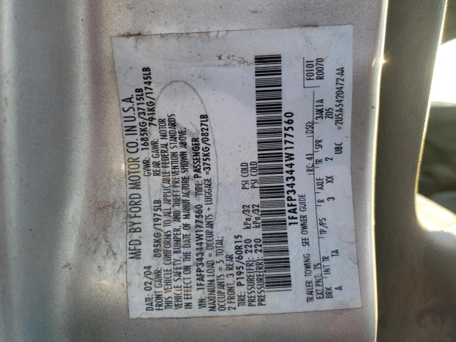 Photo 10 from auction – 2004 FORD FOCUS SE C with VIN 1FAFP34344W177560