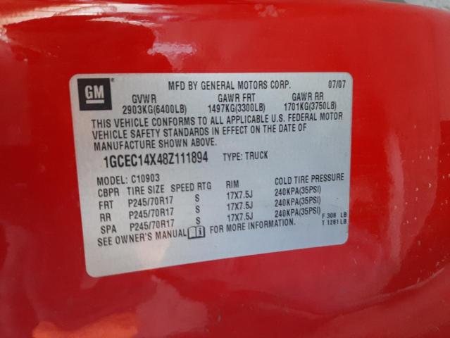 Photo 10 from auction – 2008 CHEVROLET SILVERADO with VIN 1GCEC14X48Z111894