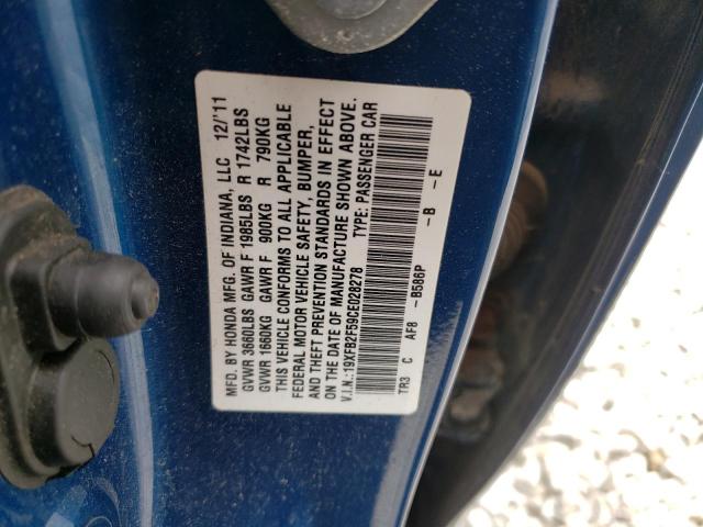 Photo 10 from auction – 2012 HONDA CIVIC LX with VIN 19XFB2F59CE028278