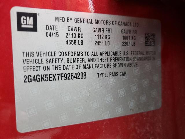 Photo 10 from auction – 2015 BUICK REGAL with VIN 2G4GK5EX7F9264208