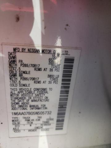 Photo 10 from auction – 2005 NISSAN TITAN with VIN 1N6AA07B05N505732
