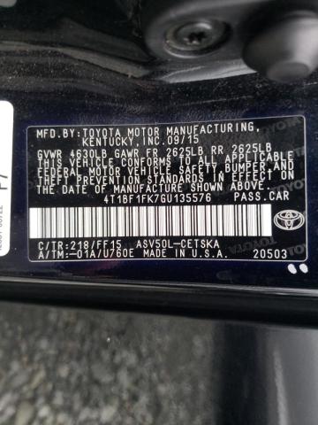 Photo 10 from auction – 2016 TOYOTA CAMRY LE with VIN 4T1BF1FK7GU135576