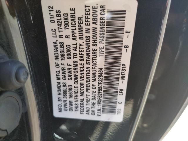 Photo 10 from auction – 2012 HONDA CIVIC LX with VIN 19XFB2F55CE328464