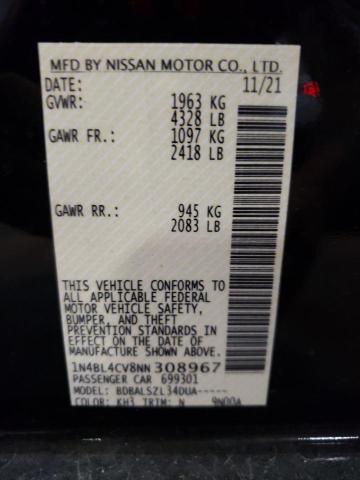 Photo 10 from auction – 2022 NISSAN ALTIMA SR with VIN 1N4BL4CV8NN308967