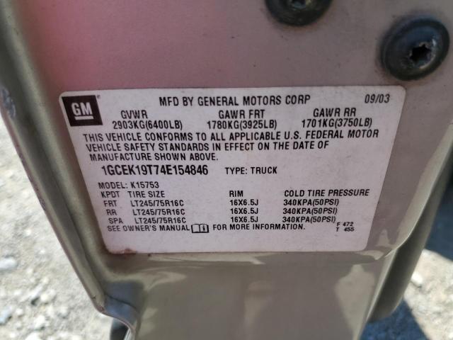Zdjęcie 10 z aukcji – 2004 CHEVROLET SILVERADO z VIN 1GCEK19T74E154846
