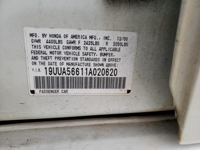 Photo 10 from auction – 2001 ACURA 3.2TL with VIN 19UUA56611A020620
