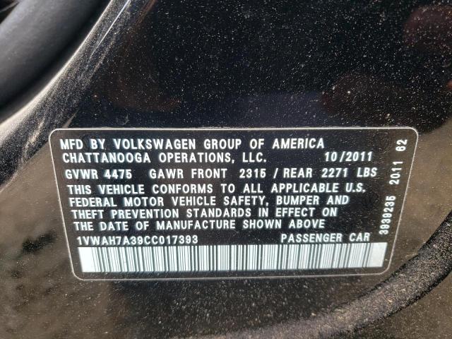 Photo 10 from auction – 2012 VOLKSWAGEN PASSAT S with VIN 1VWAH7A39CC017393