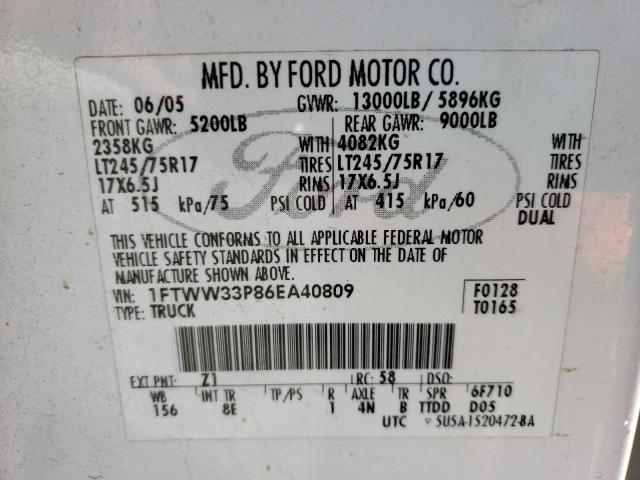 Photo 10 from auction – 2006 FORD F350 SUPER with VIN 1FTWW33P86EA40809