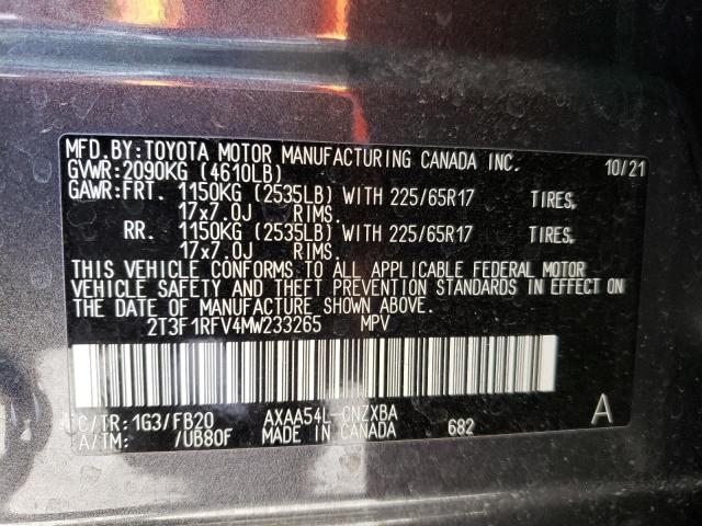 Photo 10 from auction – 2021 TOYOTA RAV4 LE with VIN 2T3F1RFV4MW233265