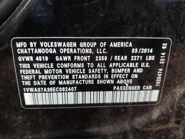 Photo 10 from auction – 2014 VOLKSWAGEN PASSAT S with VIN 1VWAS7A35EC082407