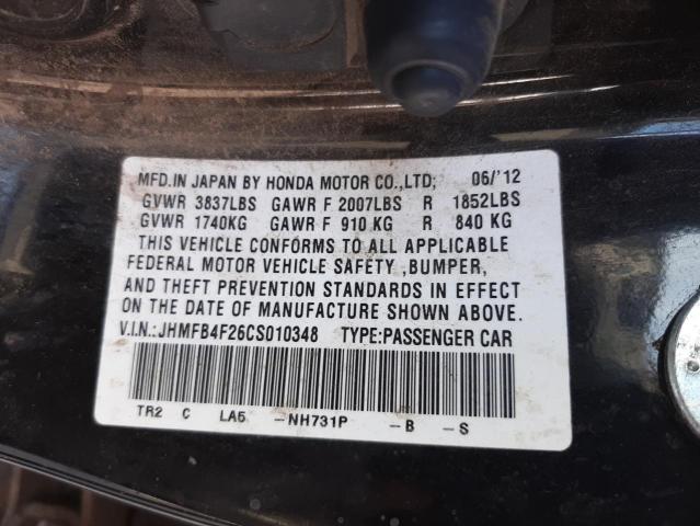 Photo 10 from auction – 2012 HONDA CIVIC HYBR with VIN JHMFB4F26CS010348