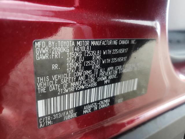 Photo 10 from auction – 2021 TOYOTA RAV4 XLE with VIN 2T3W1RFV5MW154896