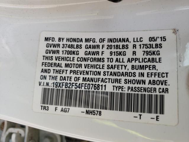 Photo 10 from auction – 2015 HONDA CIVIC LX with VIN 19XFB2F54FE076811