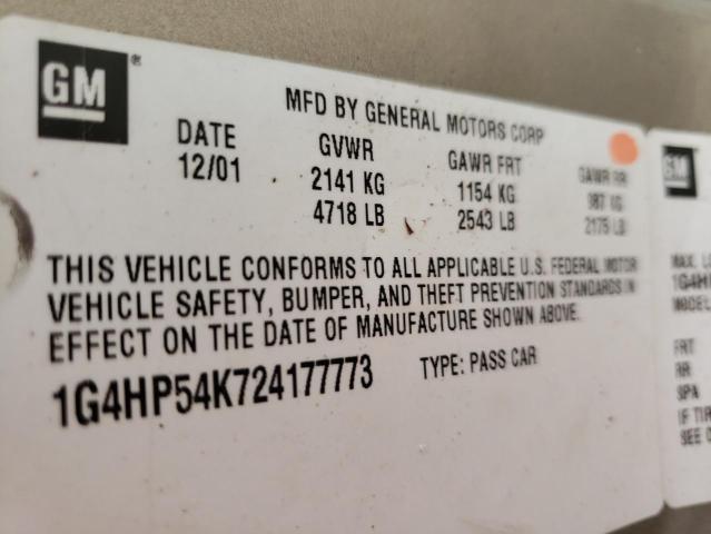 Photo 10 from auction – 2002 BUICK LESABRE with VIN 1G4HP54K724177773