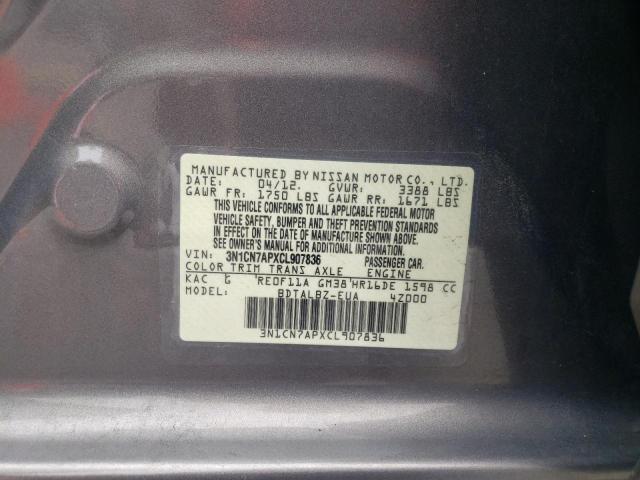 Photo 10 from auction – 2012 NISSAN VERSA S with VIN 3N1CN7APXCL907836