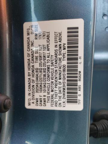 Photo 10 from auction – 2016 HONDA CR-V EX with VIN 2HKRM3H51GH518600