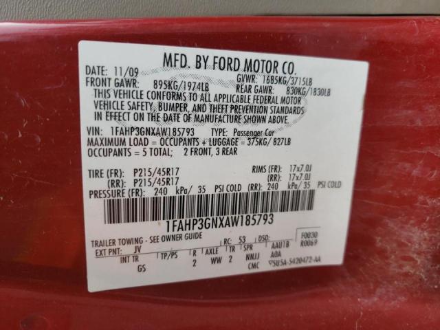 Photo 10 from auction – 2010 FORD FOCUS SES with VIN 1FAHP3GNXAW185793